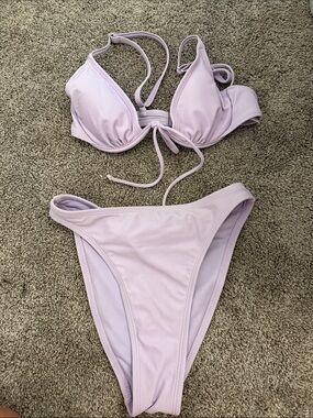 Lilac Tie-Front Women's Bikini Set